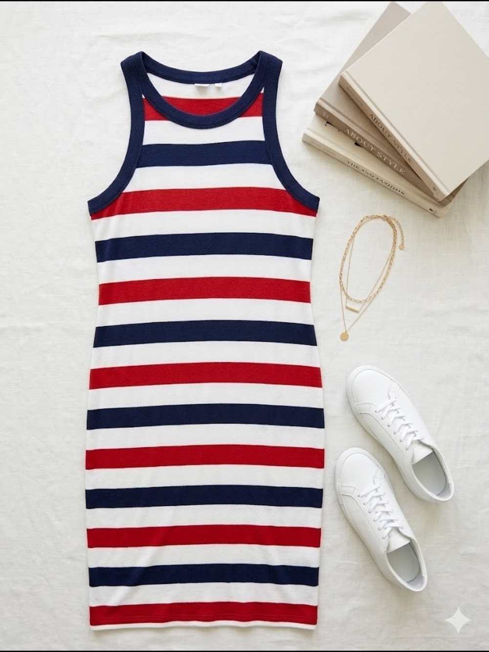 GAP Striped Racerback Dress in Red White Navy Nautical Comfort Basic Capsule